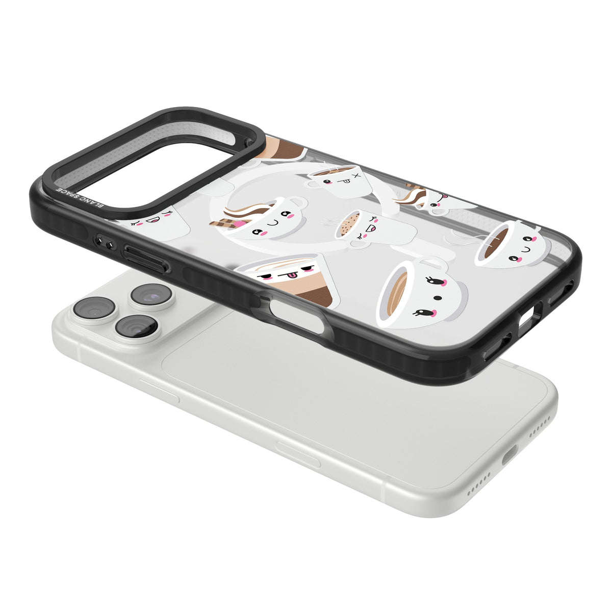 Coffee Faces iPhone 18 Pro Max Impact Pro Black Phone Case angled