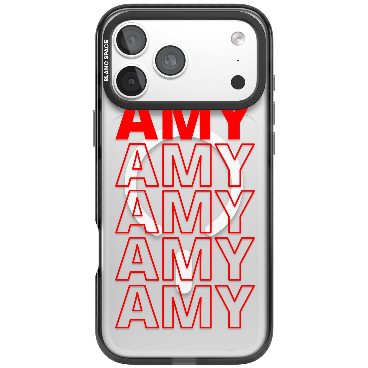 Personalised Bold Name Repeat iPhone 18 Pro Max Impact Pro Black Phone Case front