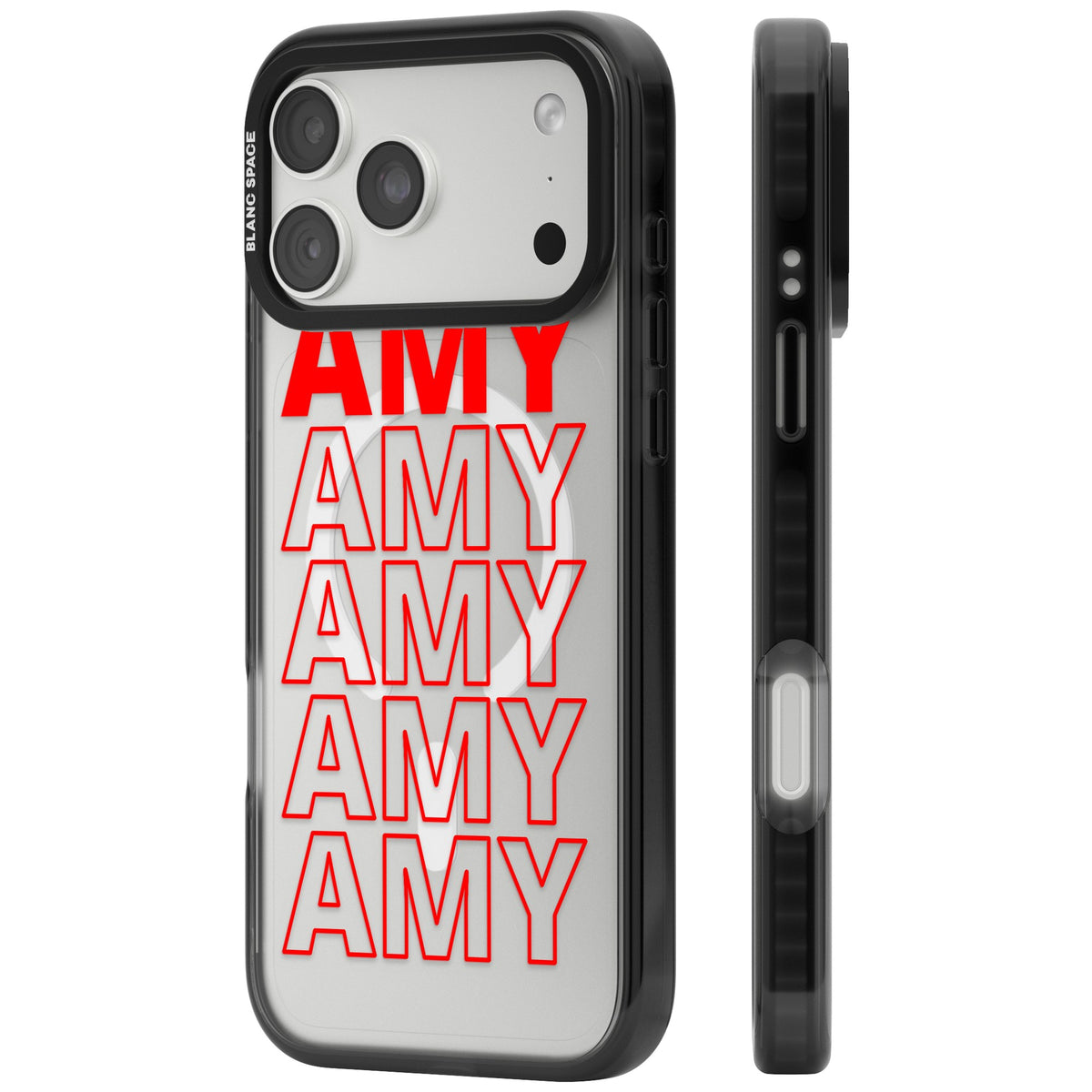 Personalised Bold Name Repeat iPhone 18 Pro Max Impact Pro Black Phone Case side