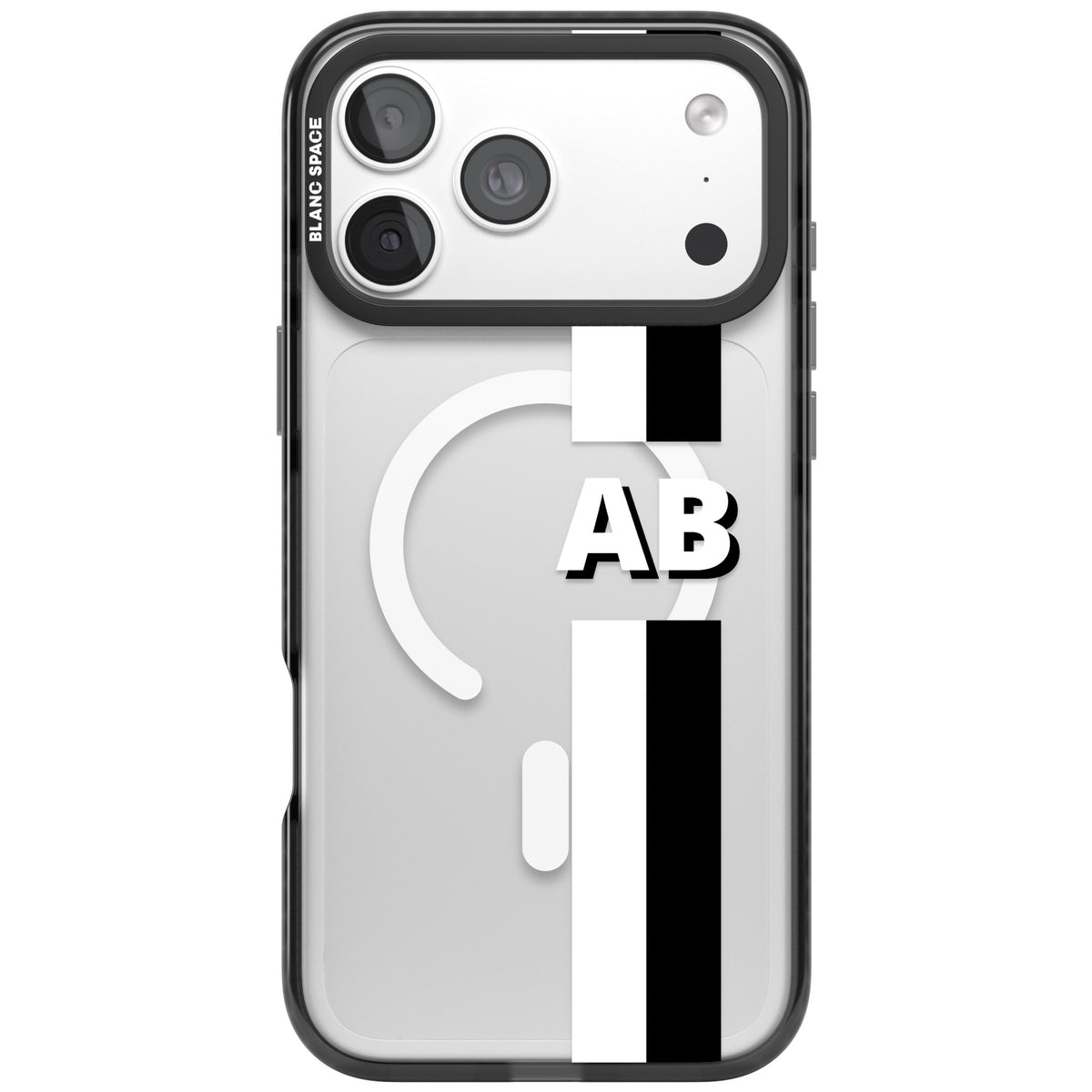 Personalised Bold Two Stripe Name iPhone 18 Pro Max Impact Pro Black Phone Case front
