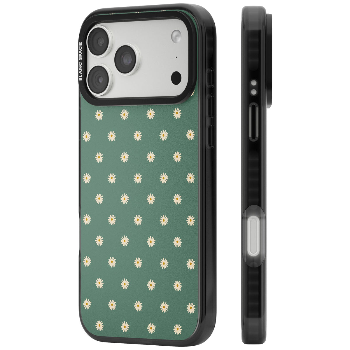 Sage Daisy Floral iPhone 18 Pro Max Impact Pro Black Phone Case side