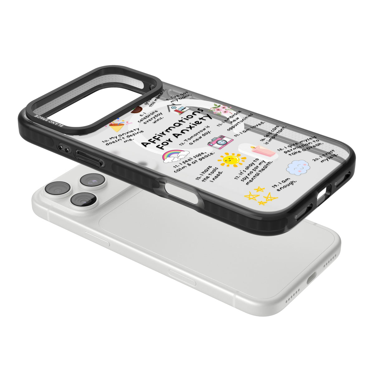 Anxiety Reminders (Black) iPhone 18 Pro Max Impact Pro Black Phone Case angled