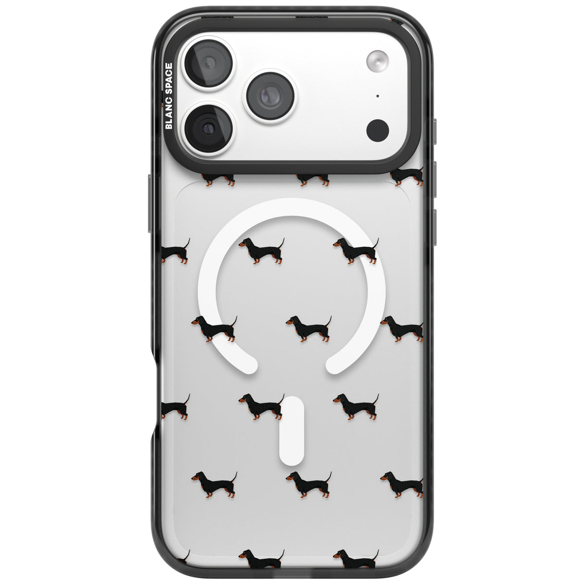 Dachshund Pattern Clear iPhone 18 Pro Max Impact Pro Black Phone Case front