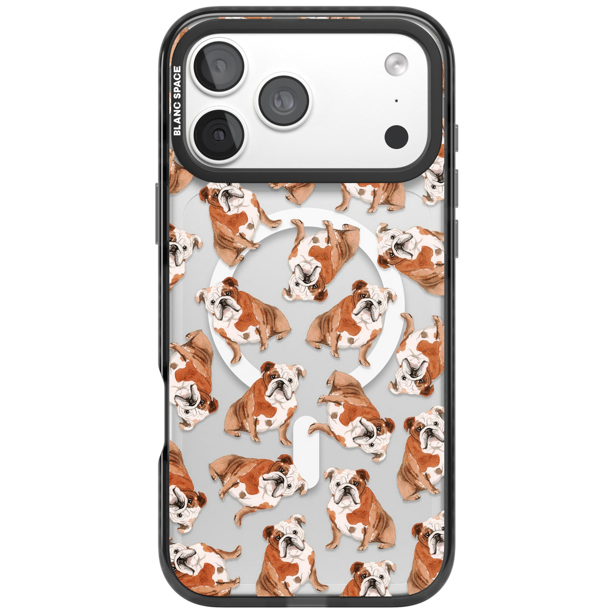 English Bulldog Watercolour Dog Pattern iPhone 18 Pro Max Impact Pro Black Phone Case front