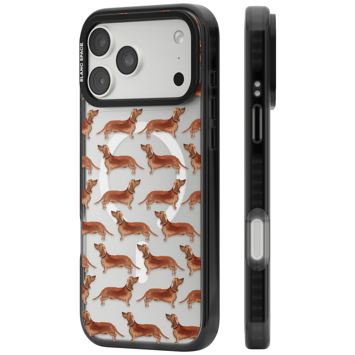 Dachshund Watercolor Dog Pattern iPhone 18 Pro Max Impact Pro Black Phone Case side