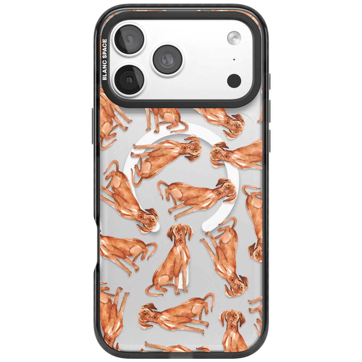 Hungarian Vizsla Watercolor Pattern iPhone 18 Pro Max Impact Pro Black Phone Case front