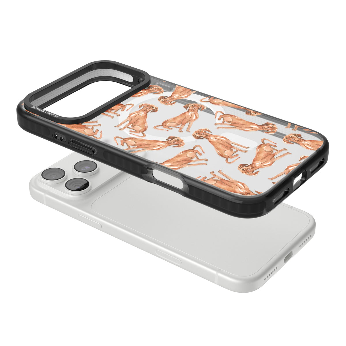 Hungarian Vizsla Watercolor Pattern iPhone 18 Pro Max Impact Pro Black Phone Case angled