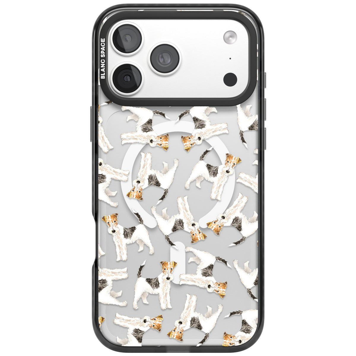 Wire Haired Fox Terrier Dog Pattern iPhone 18 Pro Max Impact Pro Black Phone Case front