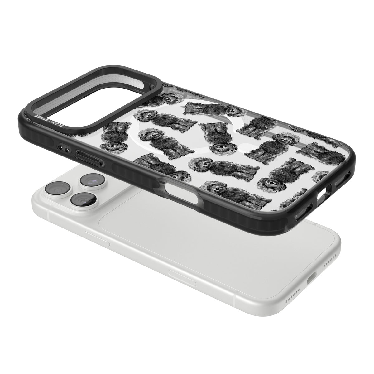 Black Cockapoo Watercolor iPhone 18 Pro Max Impact Pro Black Phone Case angled