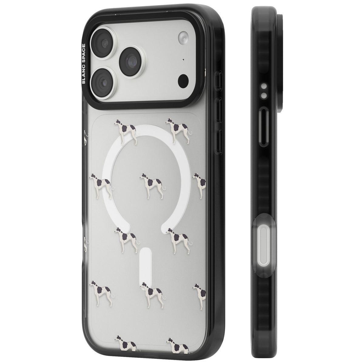 Greyhound Pattern iPhone 18 Pro Max Impact Pro Black Phone Case side