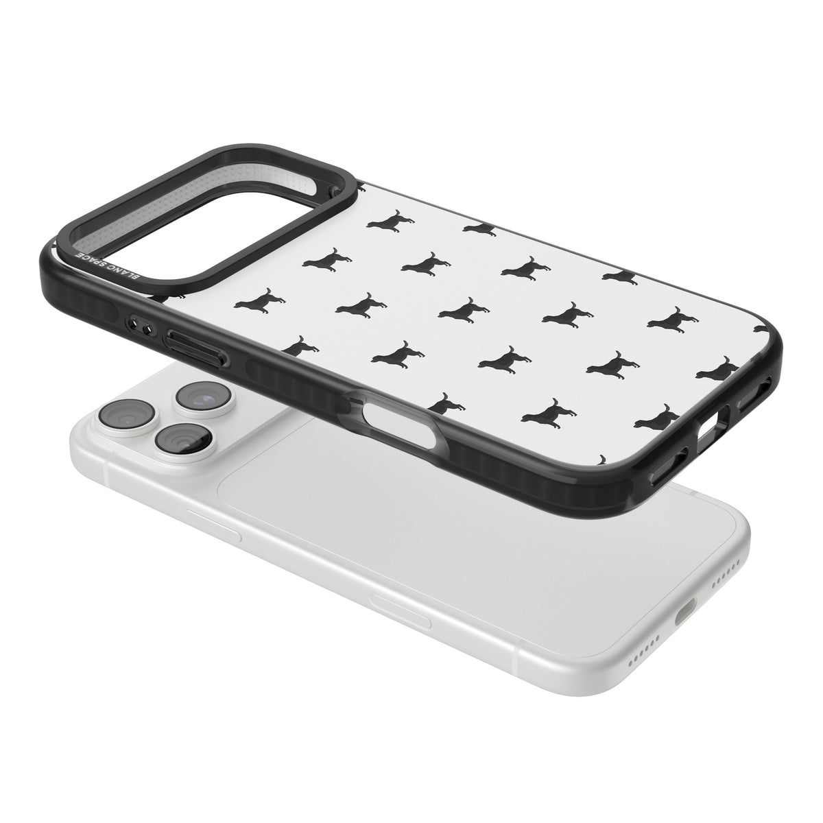 Black Labrador Spot Pattern iPhone 18 Pro Max Impact Pro Black Phone Case angled