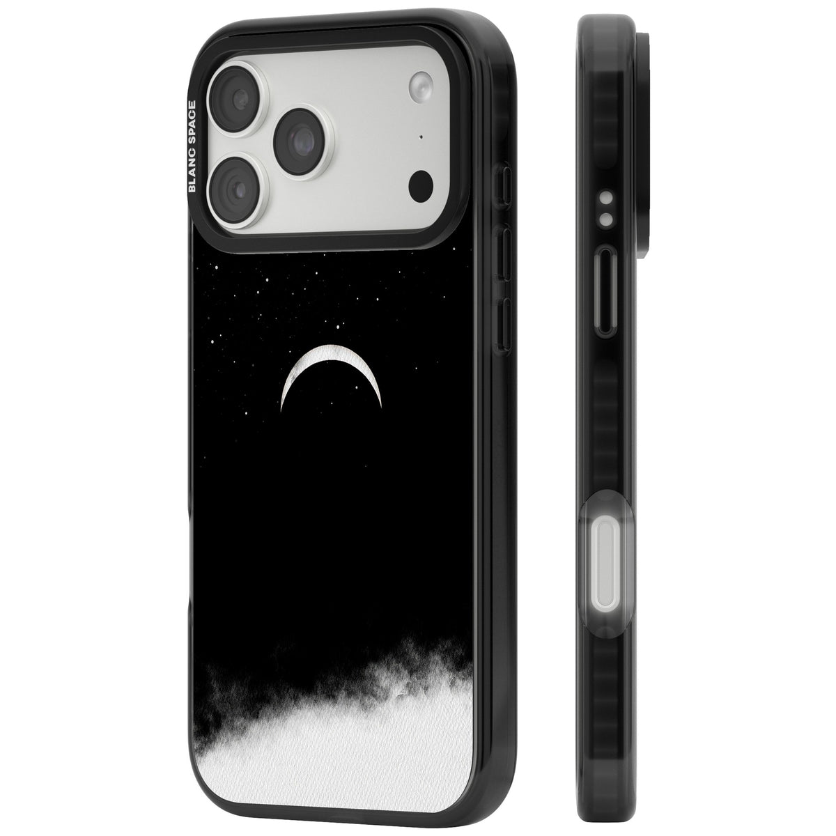Crescent Moon Night Sky iPhone 18 Pro Max Impact Pro Black Phone Case side