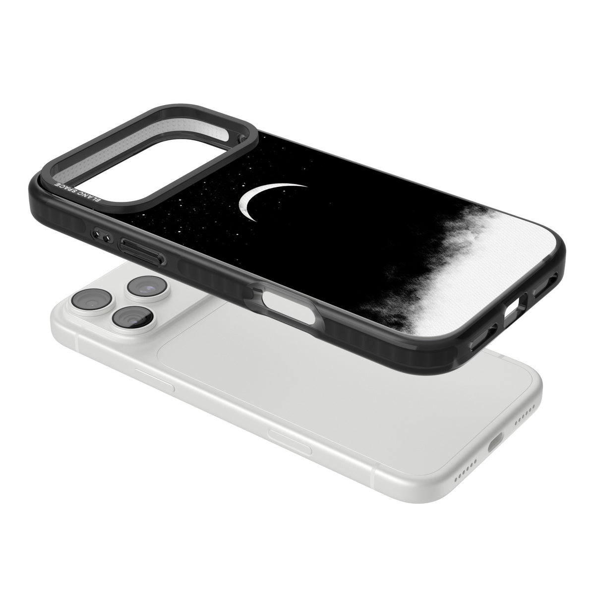 Crescent Moon Night Sky iPhone 18 Pro Max Impact Pro Black Phone Case angled