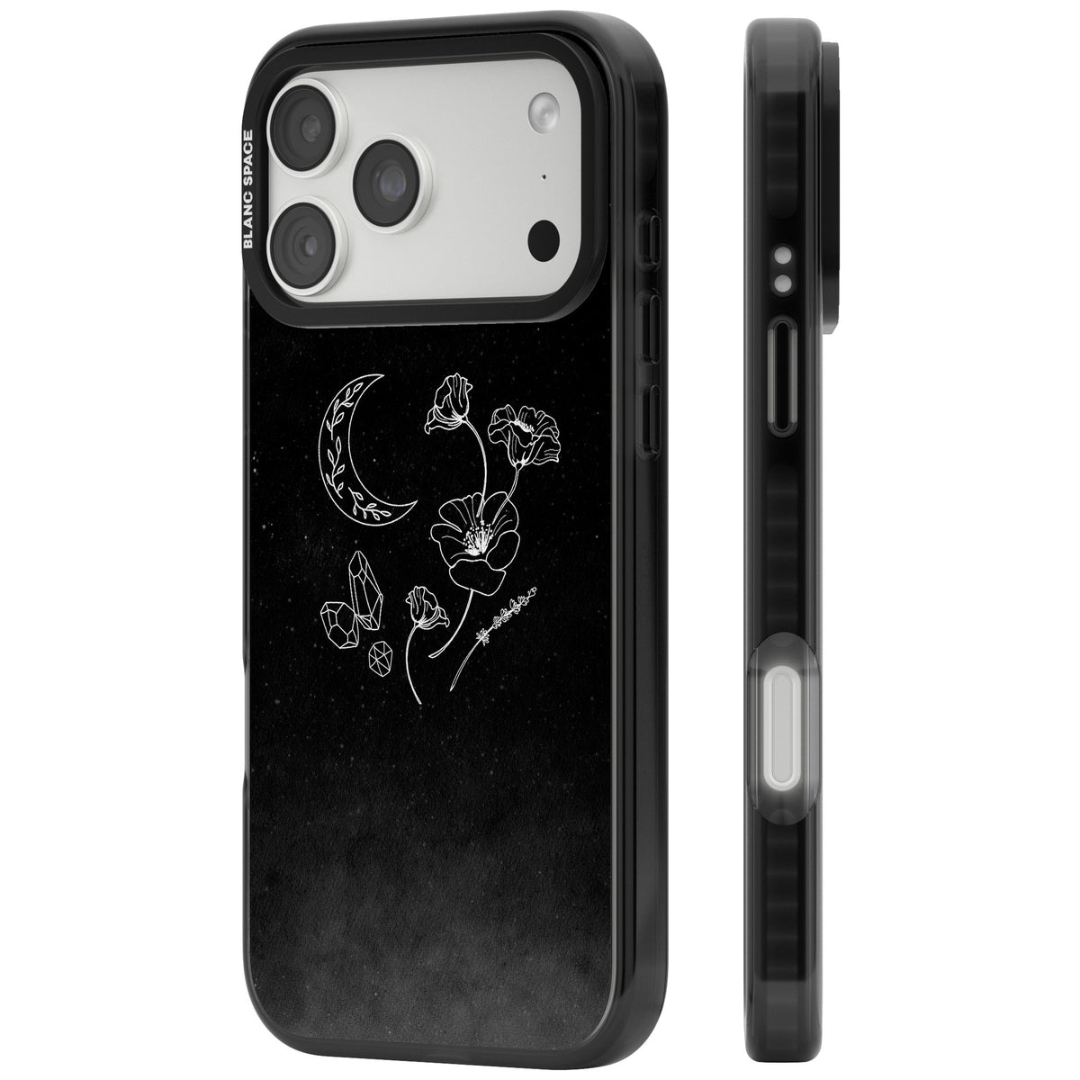 Midnight Moon Botanic iPhone 18 Pro Max Impact Pro Black Phone Case side