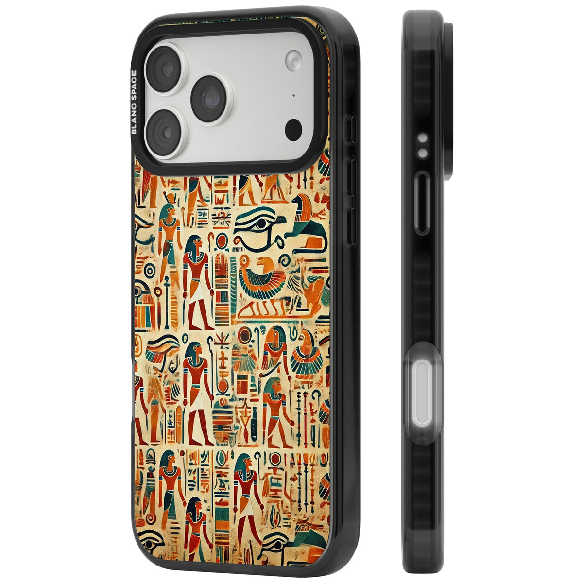 Egyptian Heiroglyphics iPhone 18 Pro Max Impact Pro Black Phone Case side