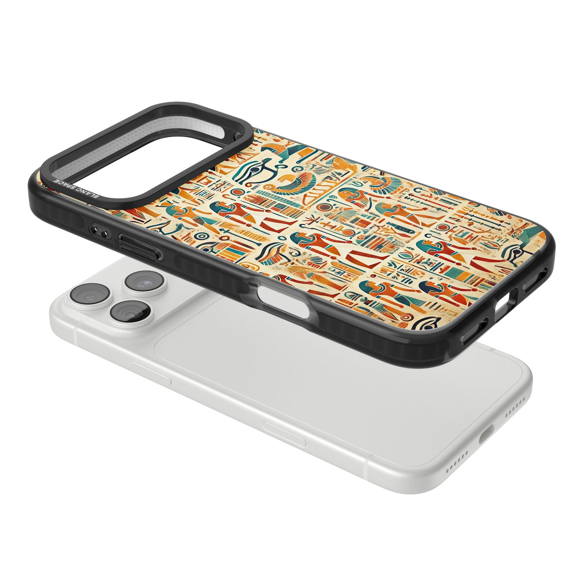 Egyptian Heiroglyphics iPhone 18 Pro Max Impact Pro Black Phone Case angled