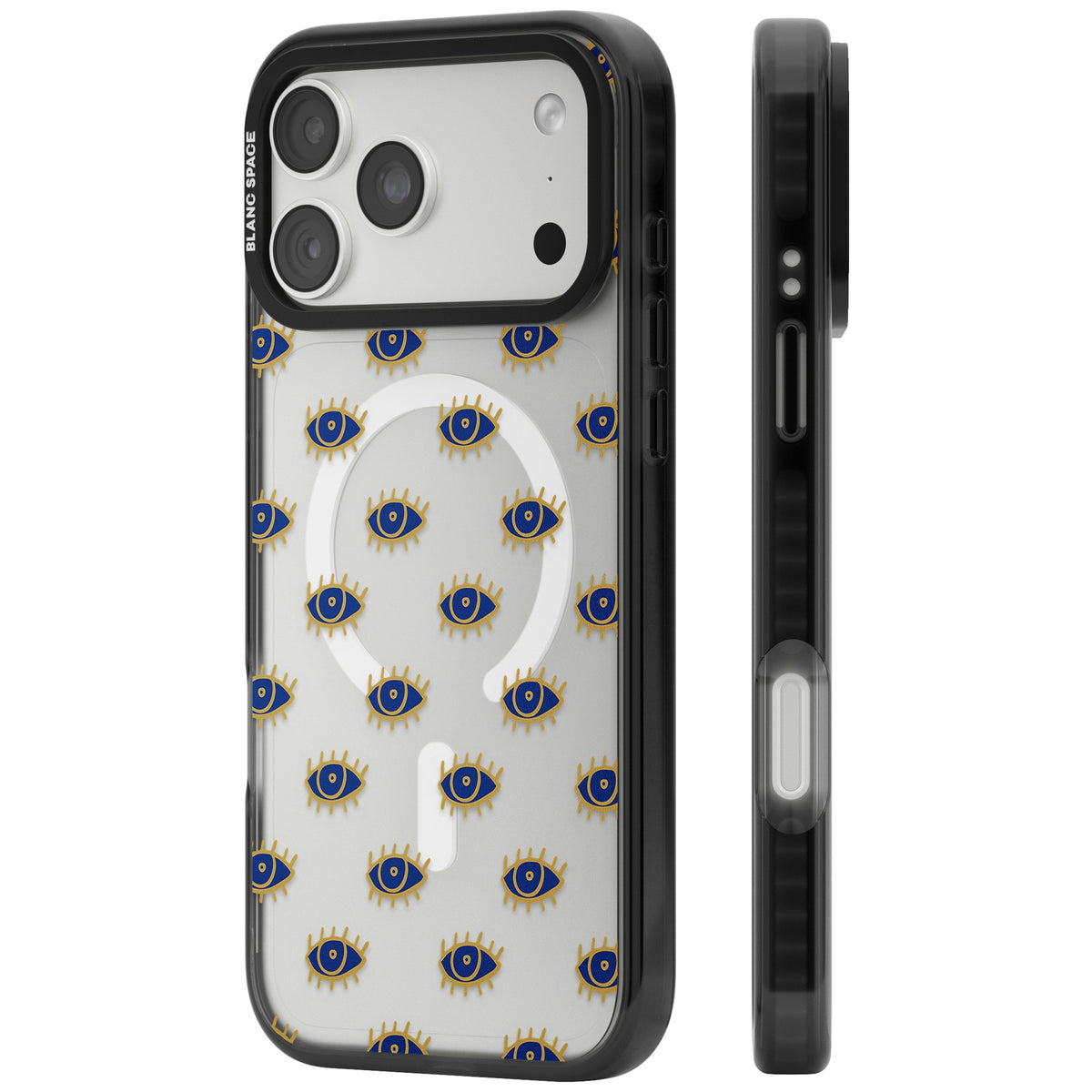 Psychedelic Eyes Pattern Classic iPhone 18 Pro Max Impact Pro Black Phone Case side