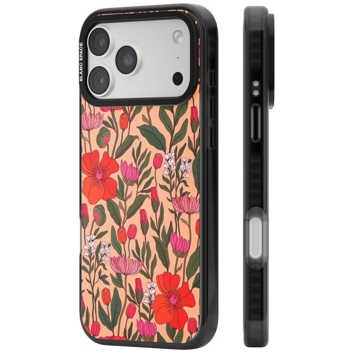 Coral Meadow iPhone 18 Pro Max Impact Pro Black Phone Case side