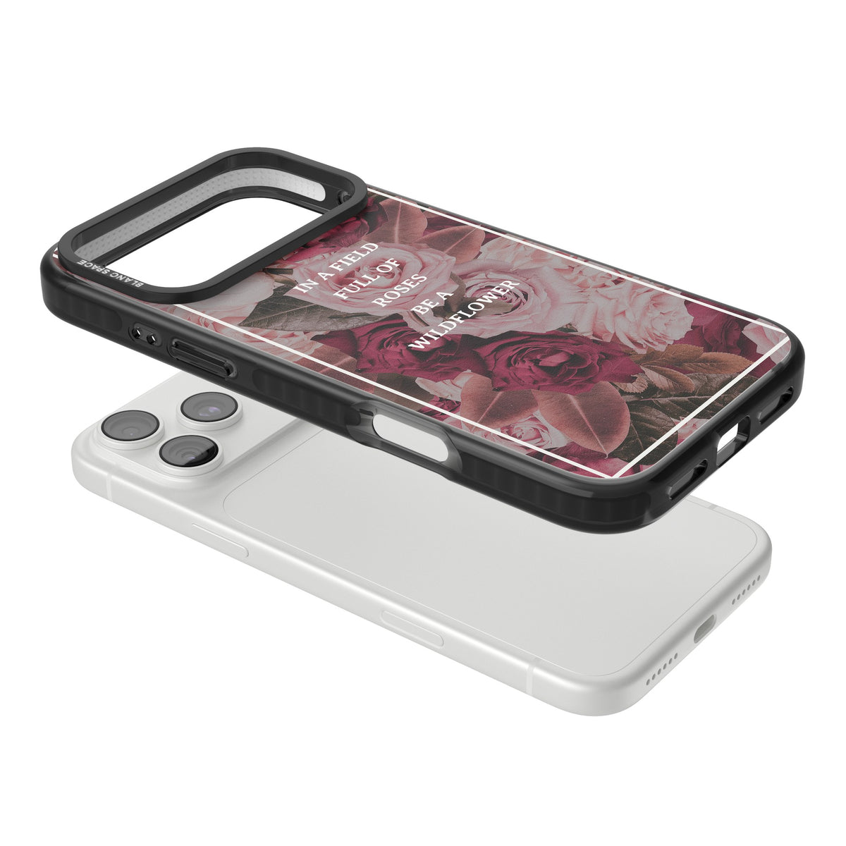 Wildflower Floral Quote iPhone 18 Pro Max Impact Pro Black Phone Case angled