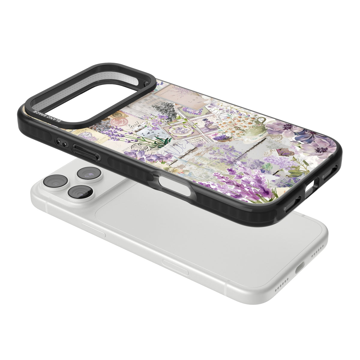 Soft Lavender Collage iPhone 18 Pro Max Impact Pro Black Phone Case angled