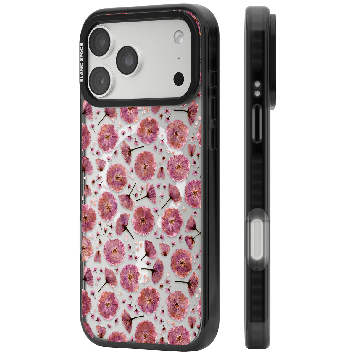 Pink Florals & Blossom iPhone 18 Pro Max Impact Pro Black Phone Case side