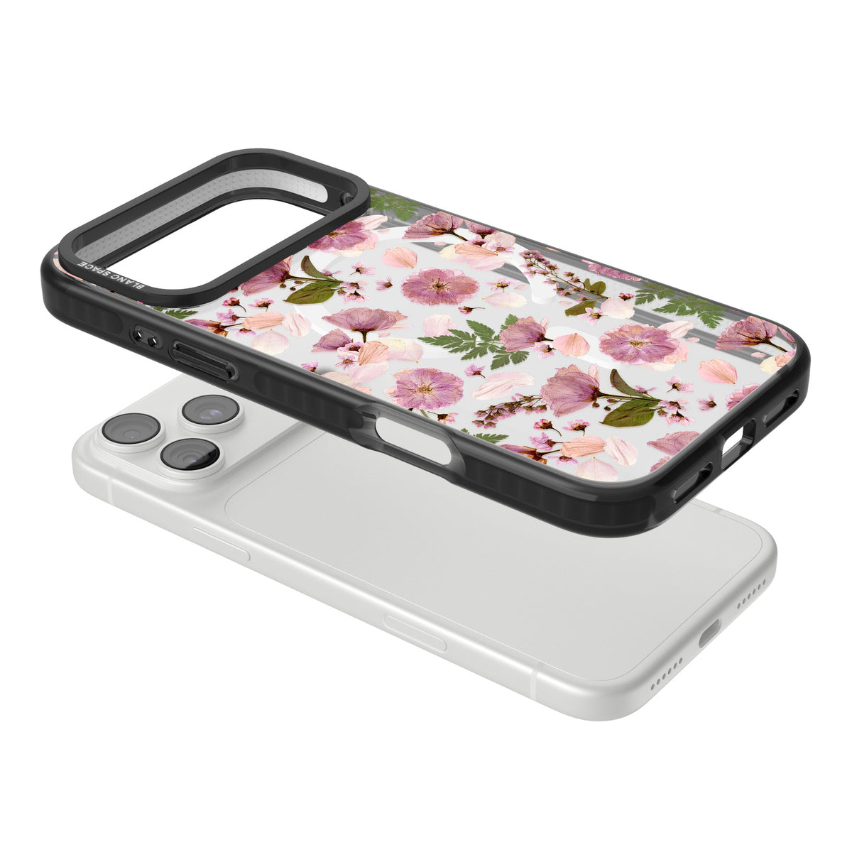 Botanical Blush iPhone 18 Pro Max Impact Pro Black Phone Case angled