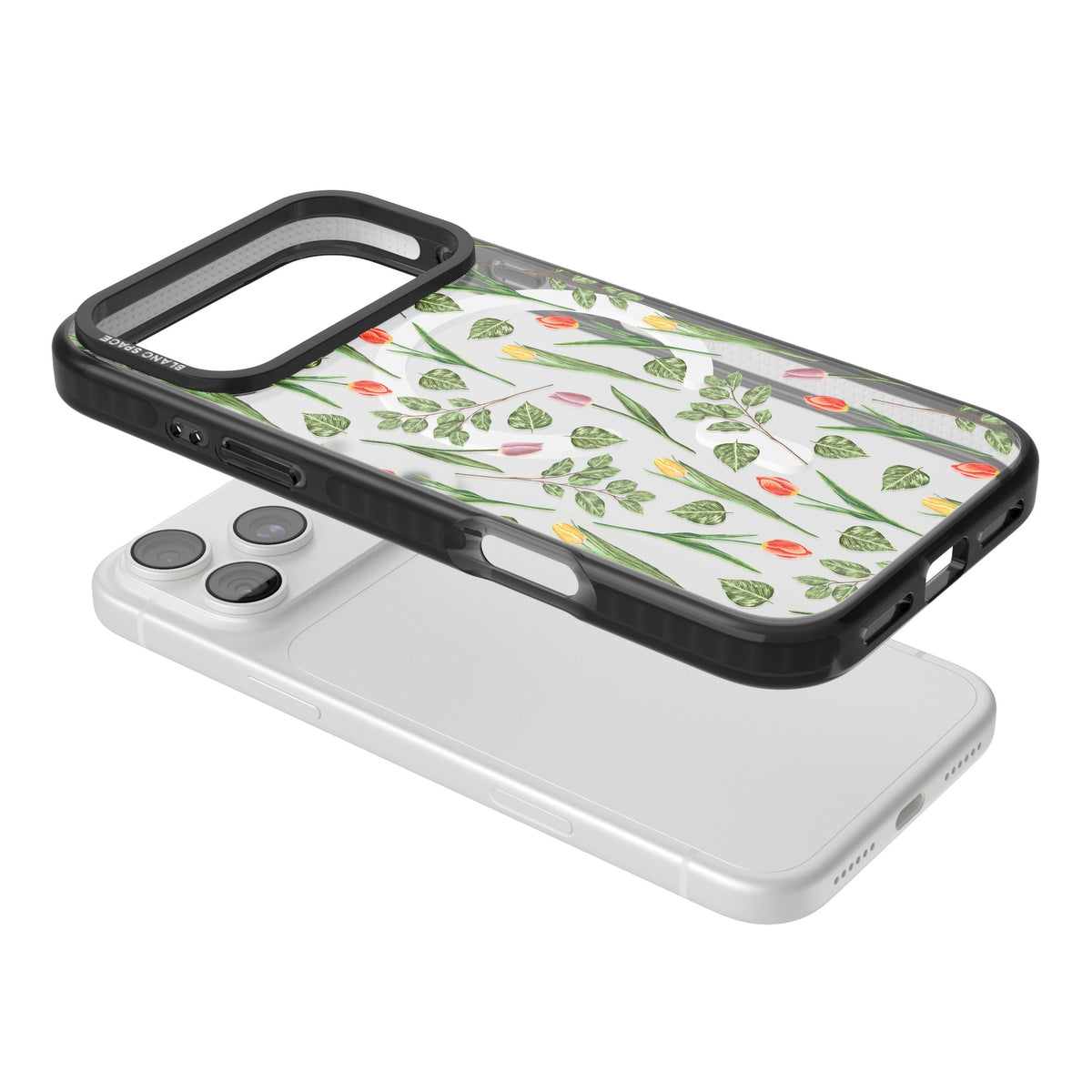 Spring Tulips Floral iPhone 18 Pro Max Impact Pro Black Phone Case angled
