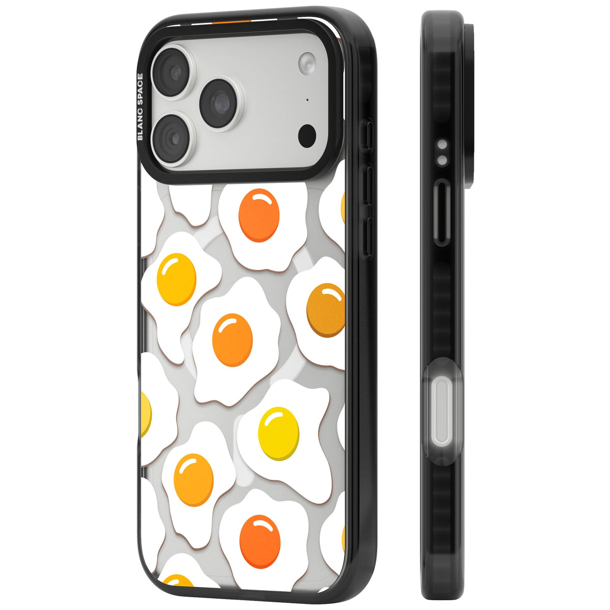 Fried Egg Pattern iPhone 18 Pro Max Impact Pro Black Phone Case side