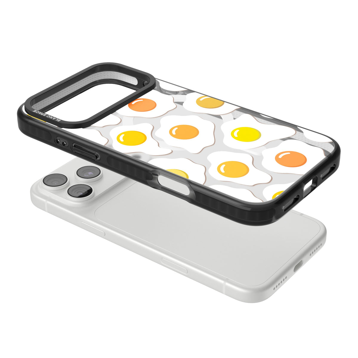 Fried Egg Pattern iPhone 18 Pro Max Impact Pro Black Phone Case angled