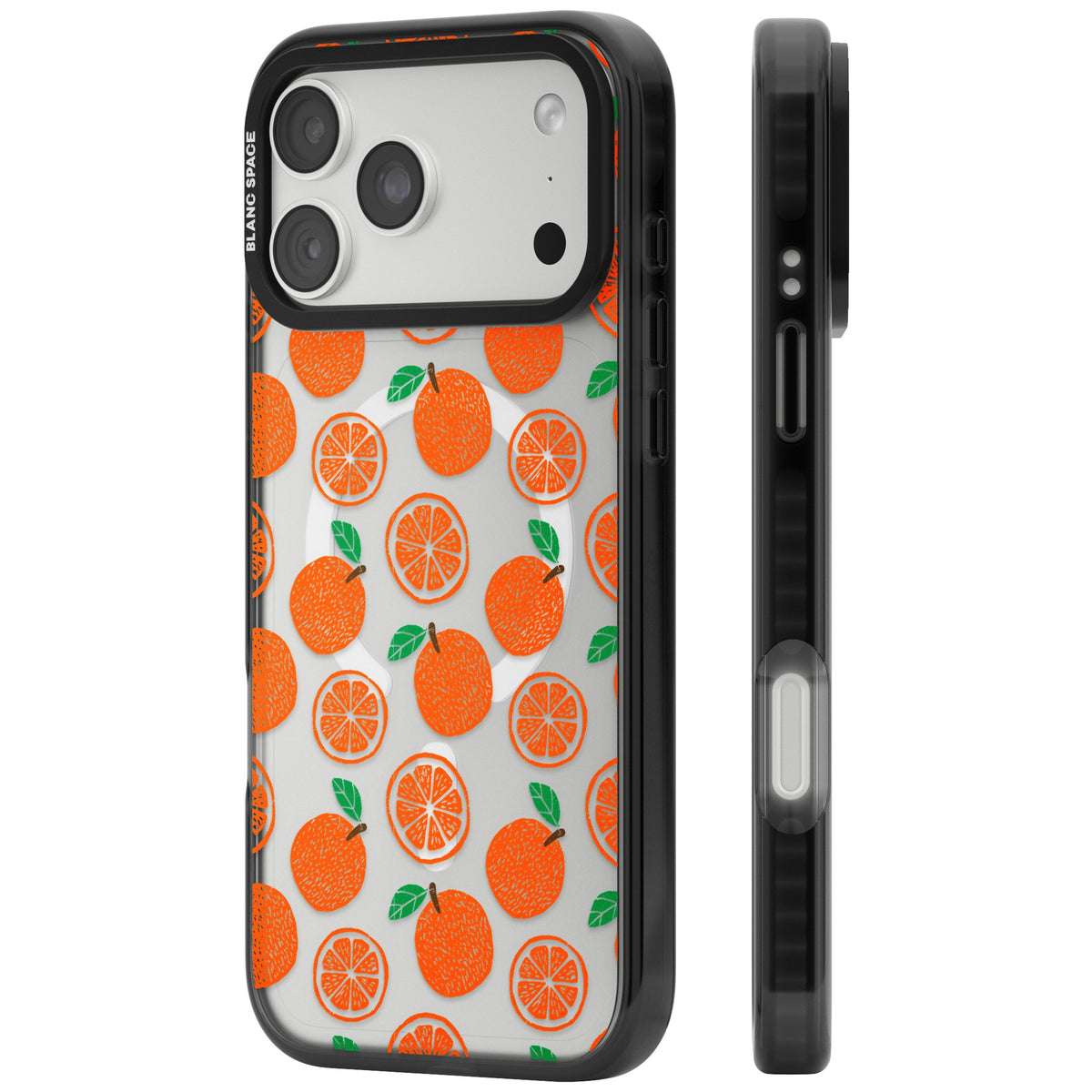Orange Pattern iPhone 18 Pro Max Impact Pro Black Phone Case side