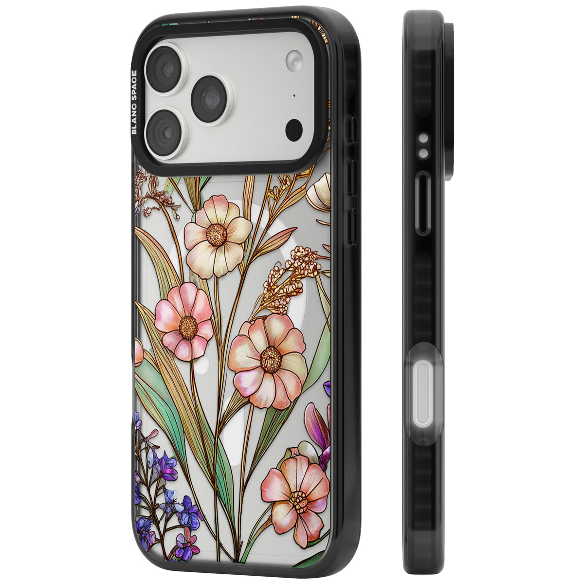 Glass Spring Flowers iPhone 18 Pro Max Impact Pro Black Phone Case side