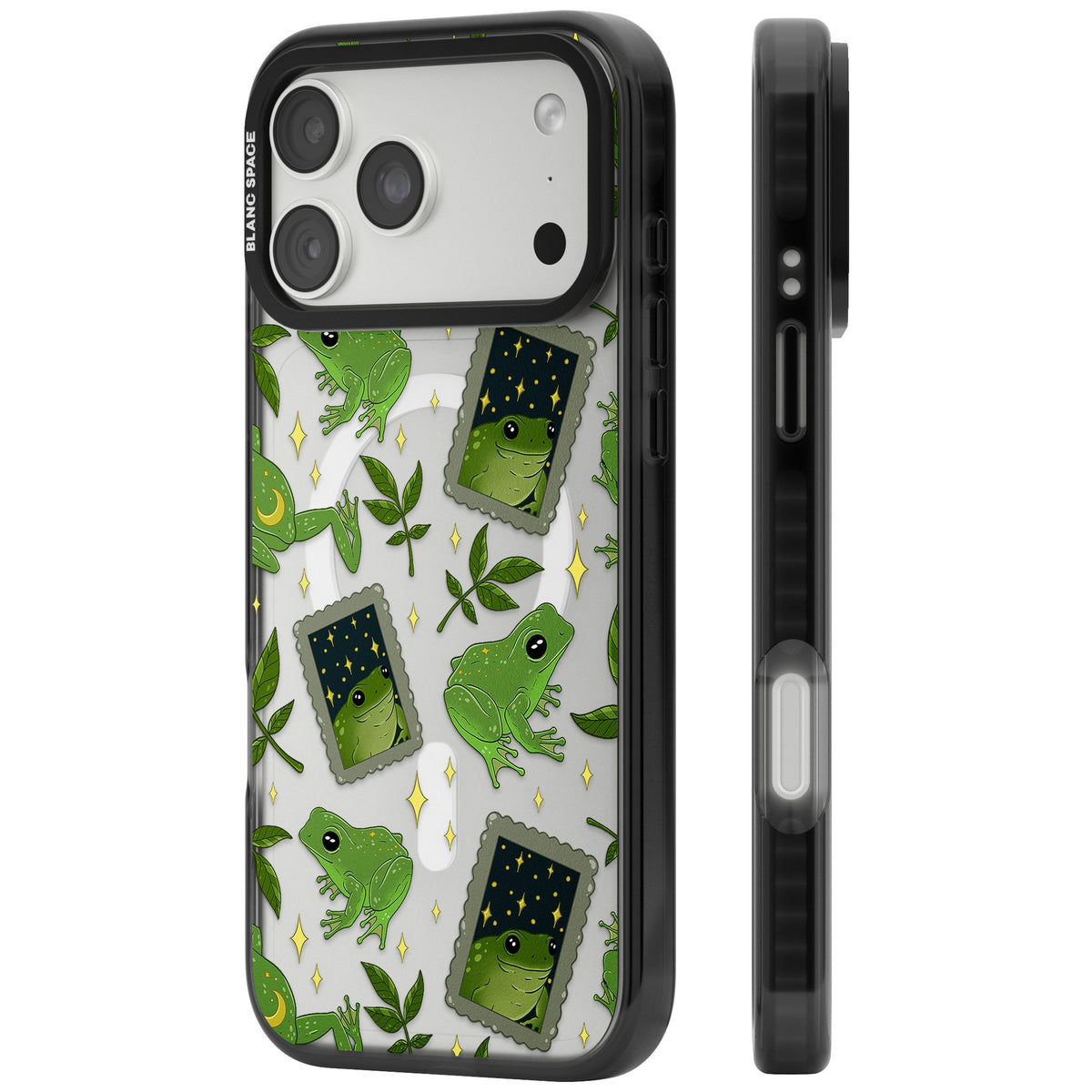 Starry Frog Stamps iPhone 18 Pro Max Impact Pro Black Phone Case side