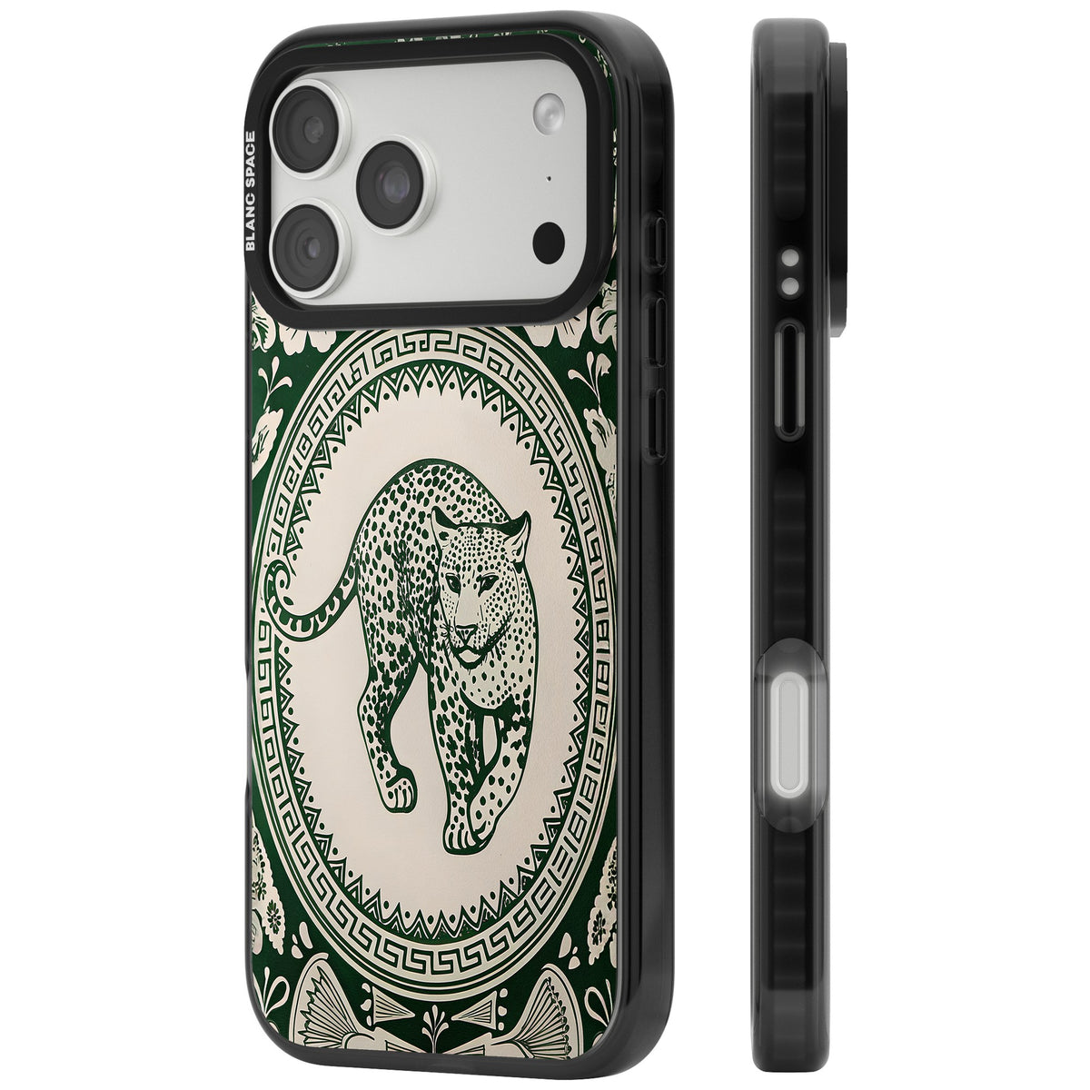 Green Leopard iPhone 18 Pro Max Impact Pro Black Phone Case side