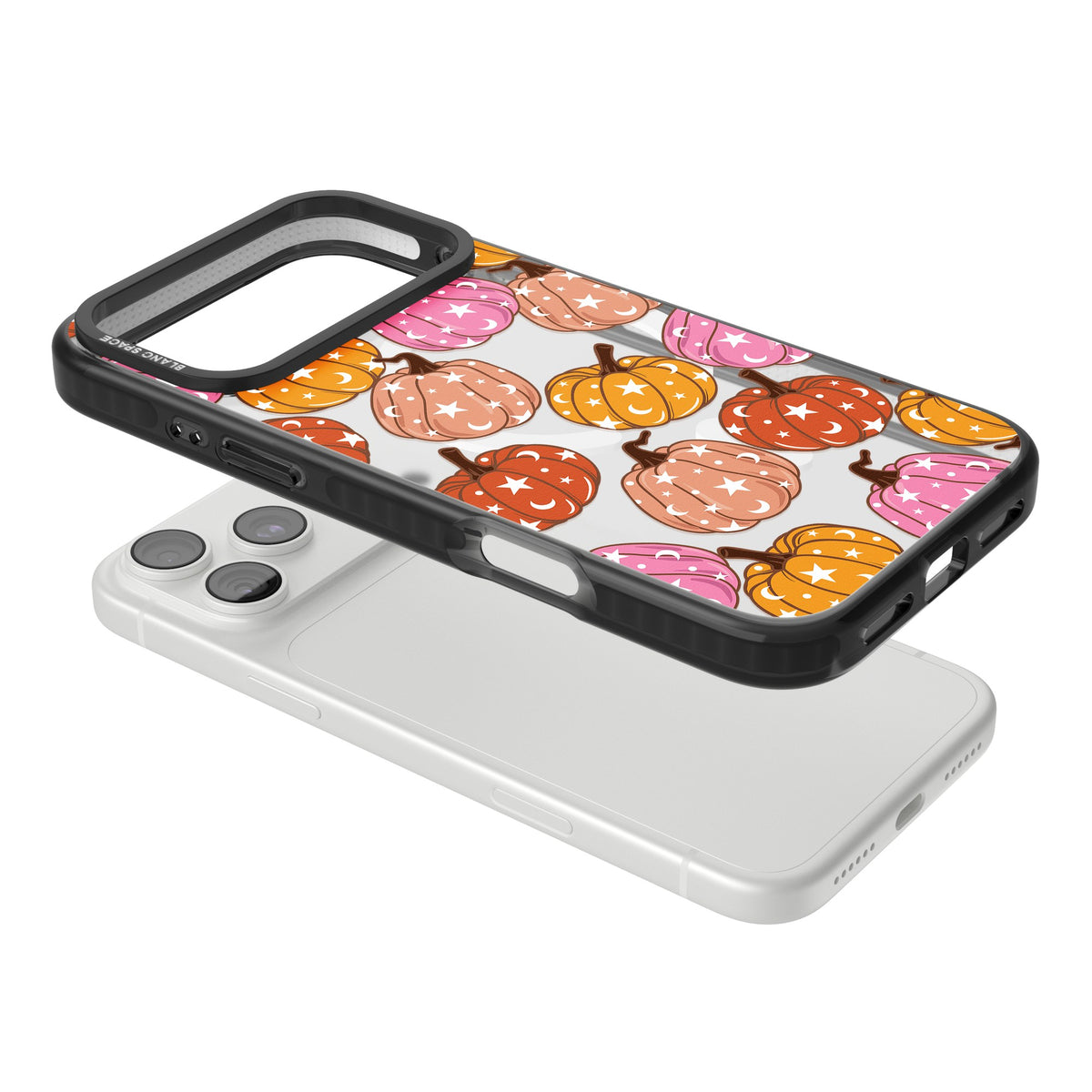 Pumpkin Starfall Pattern iPhone 18 Pro Max Impact Pro Black Phone Case angled