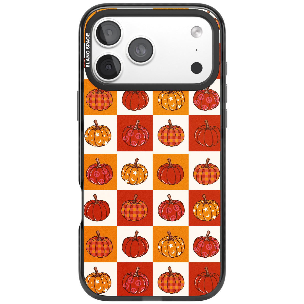 Autumn Pumpkin Check iPhone 18 Pro Max Impact Pro Black Phone Case front