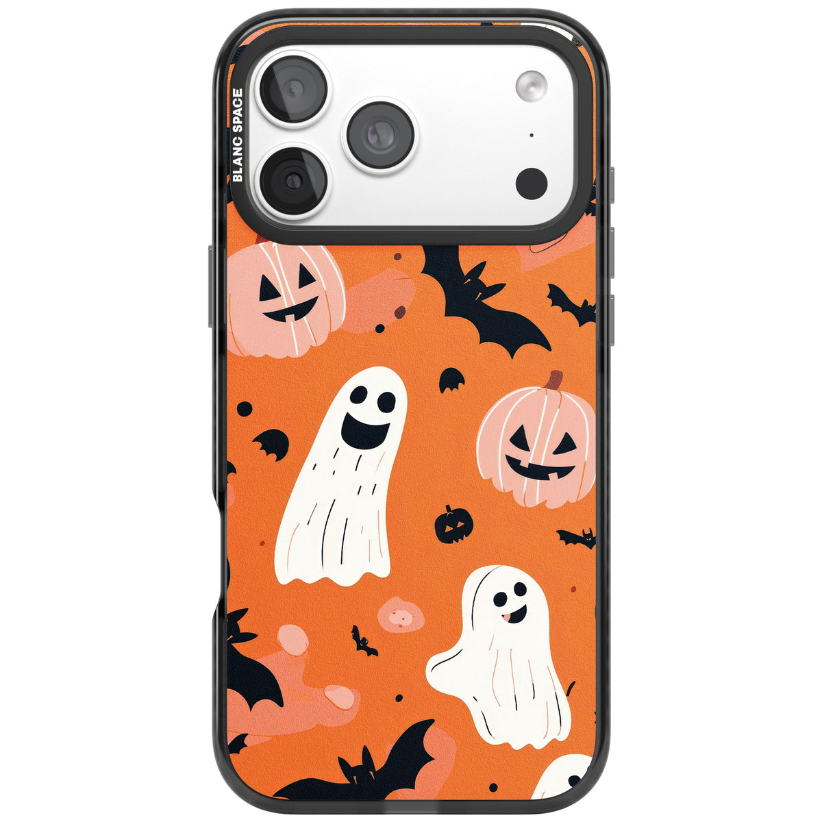 Orange Halloween Pattern iPhone 18 Pro Max Impact Pro Black Phone Case front