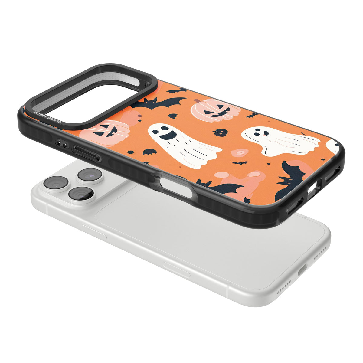 Orange Halloween Pattern iPhone 18 Pro Max Impact Pro Black Phone Case angled