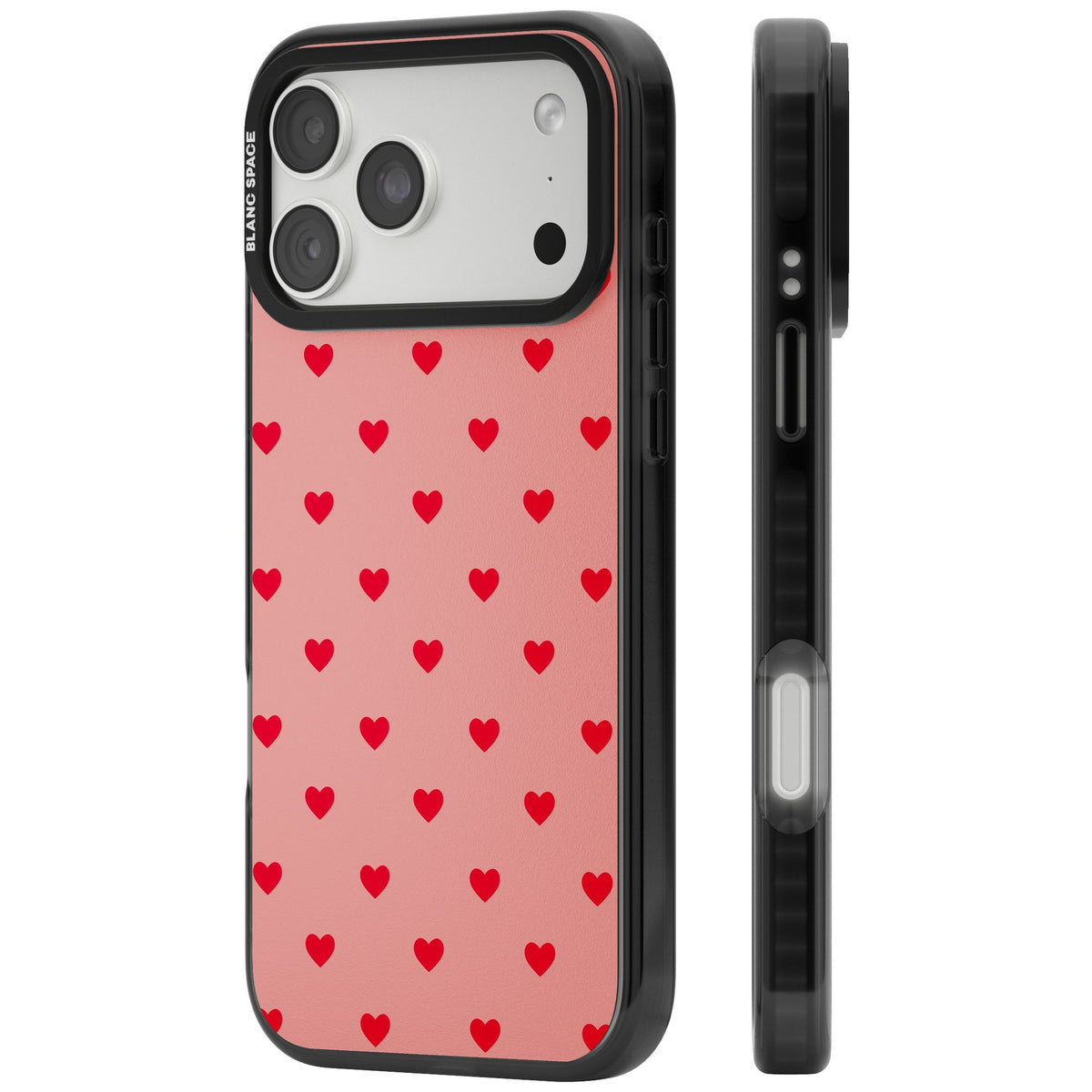 Small Heart Pattern: Red & Pink iPhone 18 Pro Max Impact Pro Black Phone Case side
