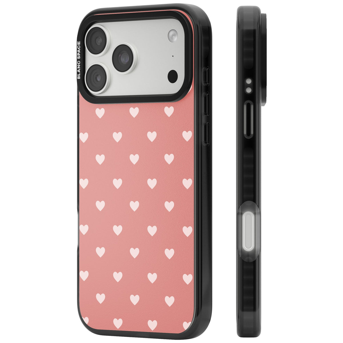 Small Heart Pattern: Pink iPhone 18 Pro Max Impact Pro Black Phone Case side