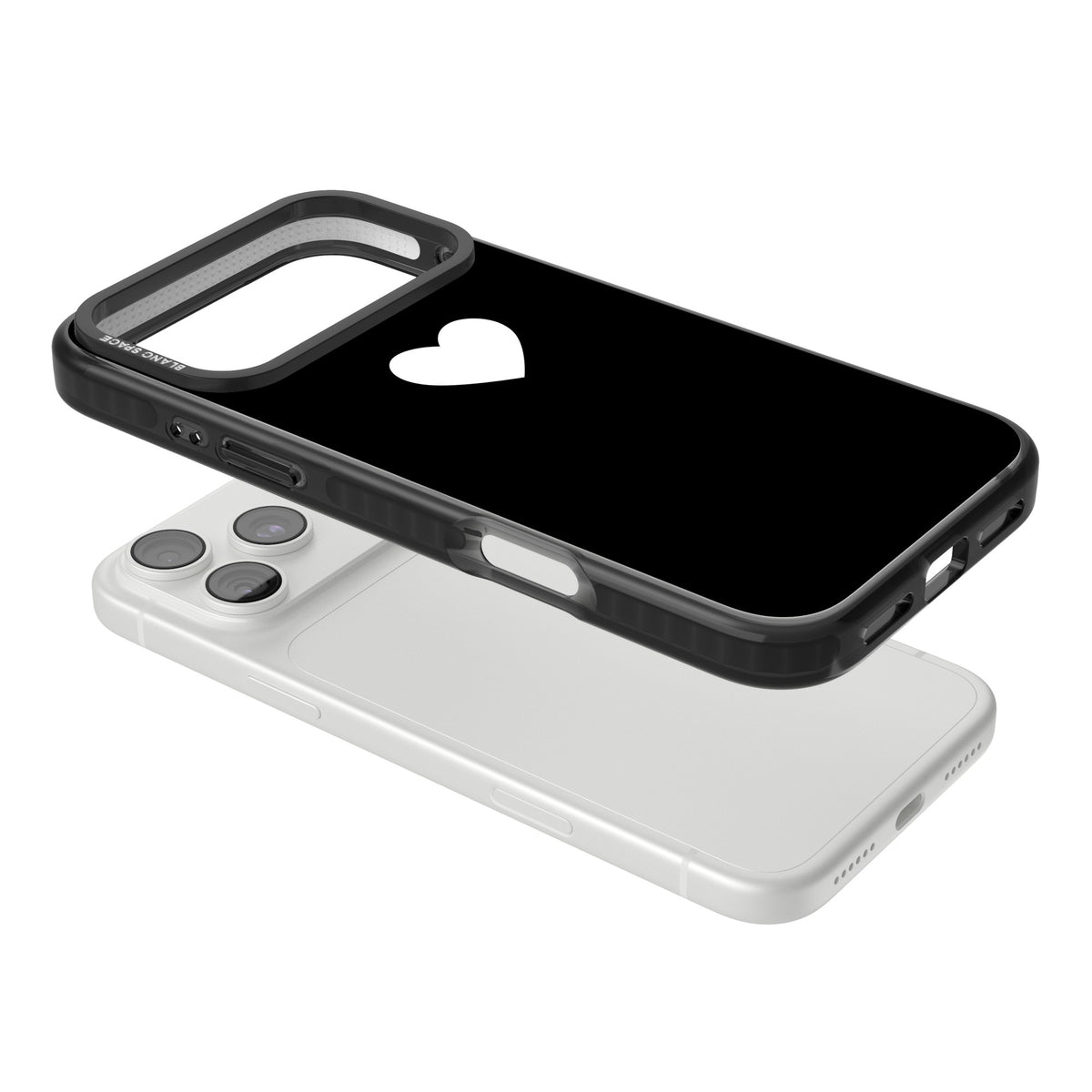 Single Heart Design: White & iPhone 18 Pro Max Impact Pro Black Phone Case angled
