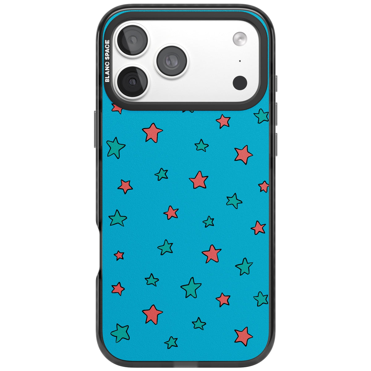 Blue Heartstopper Stars Pattern iPhone 18 Pro Max Impact Pro Black Phone Case front