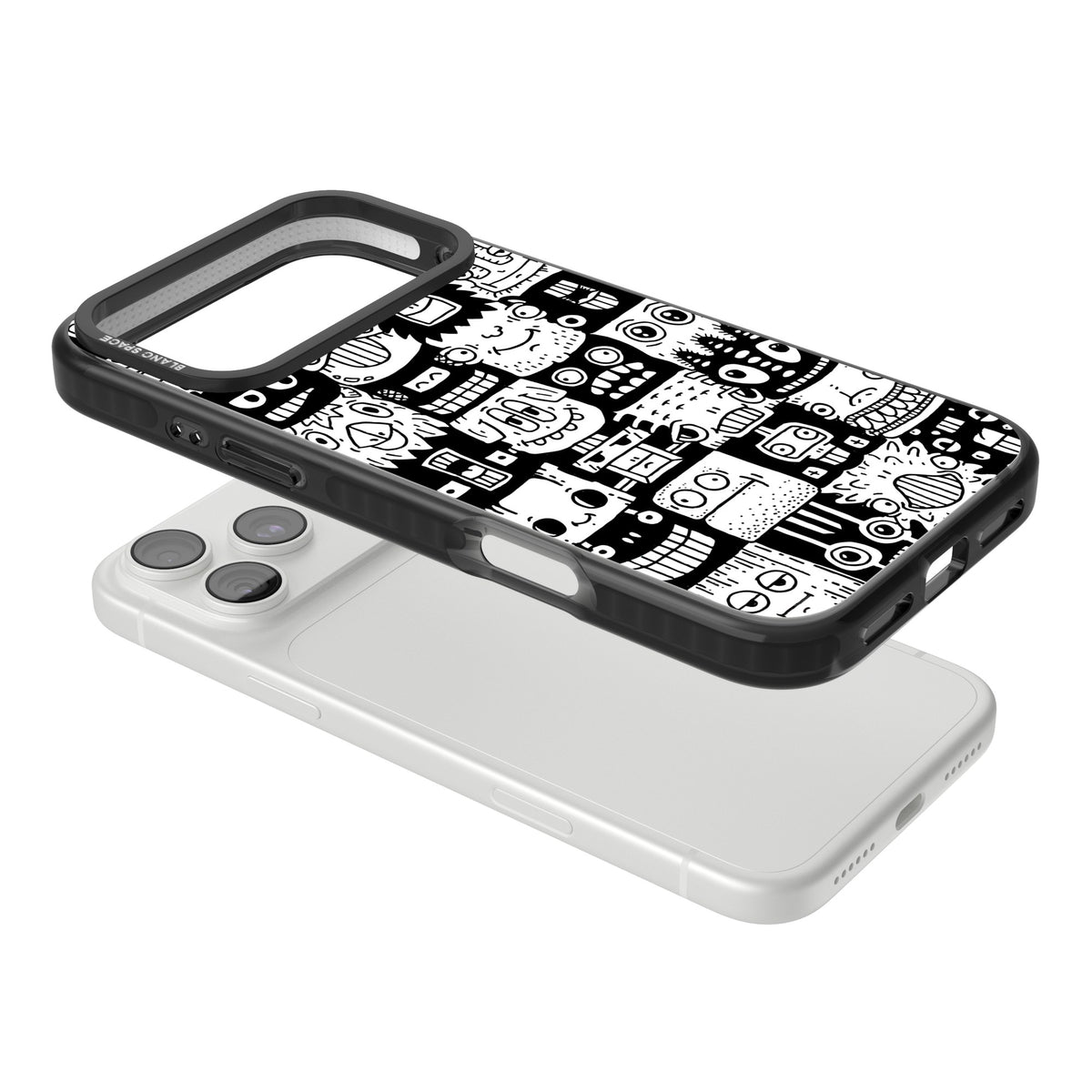 Checkerboard Heads iPhone 18 Pro Max Impact Pro Black Phone Case angled