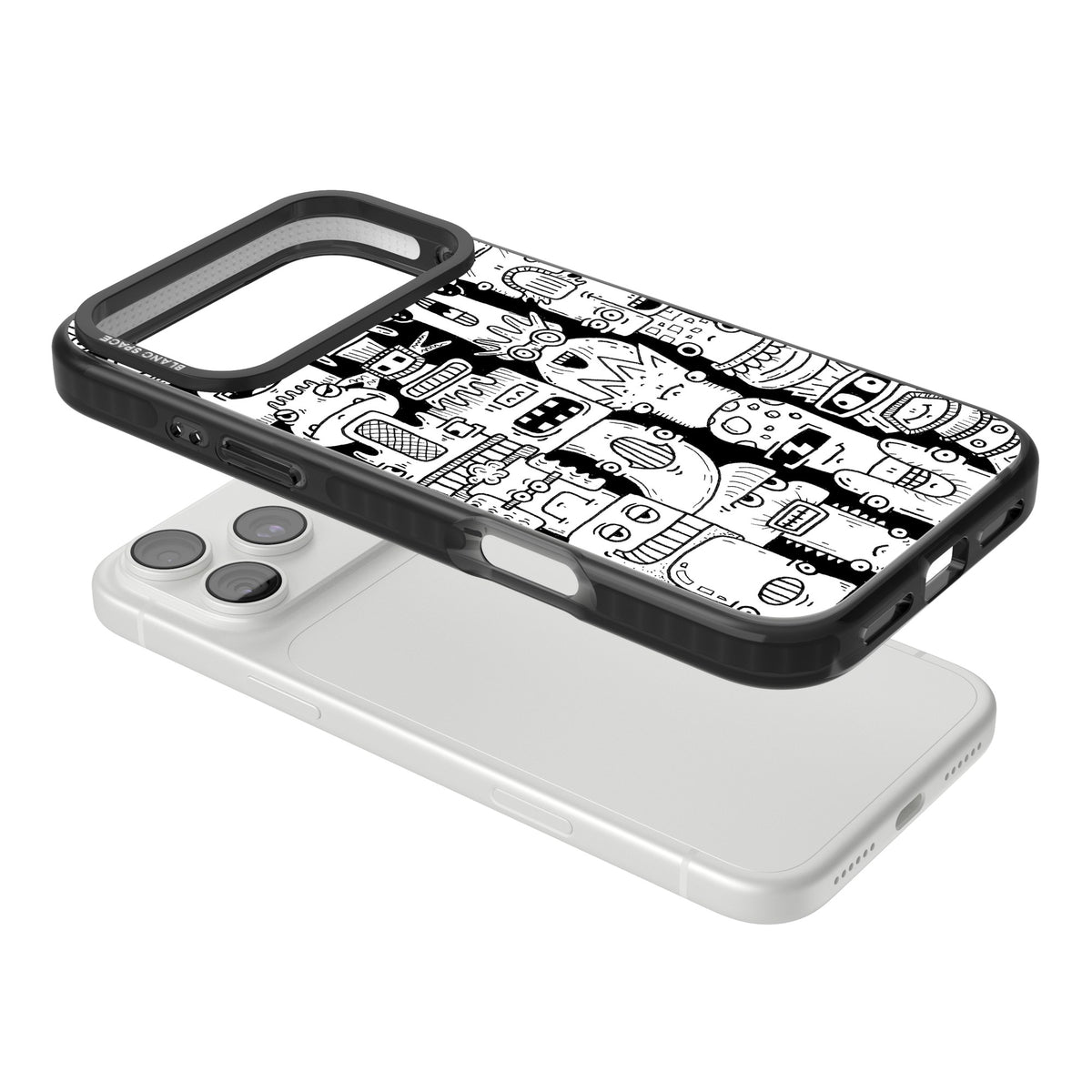 Monochrome Heads iPhone 18 Pro Max Impact Pro Black Phone Case angled
