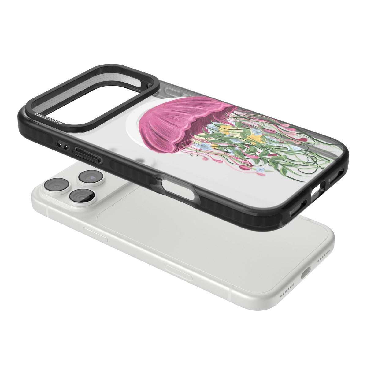 Botanical Jellyfish iPhone 18 Pro Max Impact Pro Black Phone Case angled