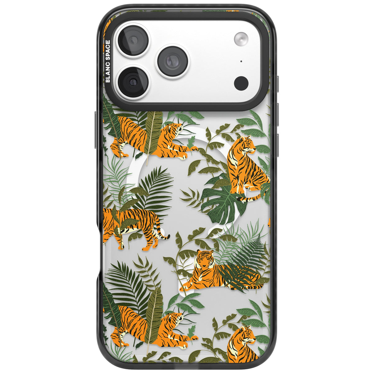 Tiger & Fern Jungle iPhone 18 Pro Max Impact Pro Black Phone Case front
