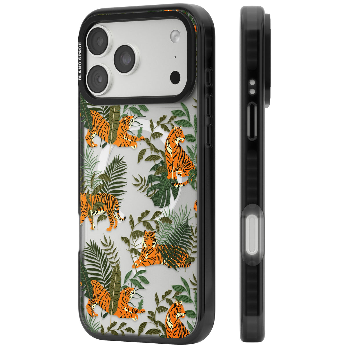 Tiger & Fern Jungle iPhone 18 Pro Max Impact Pro Black Phone Case side
