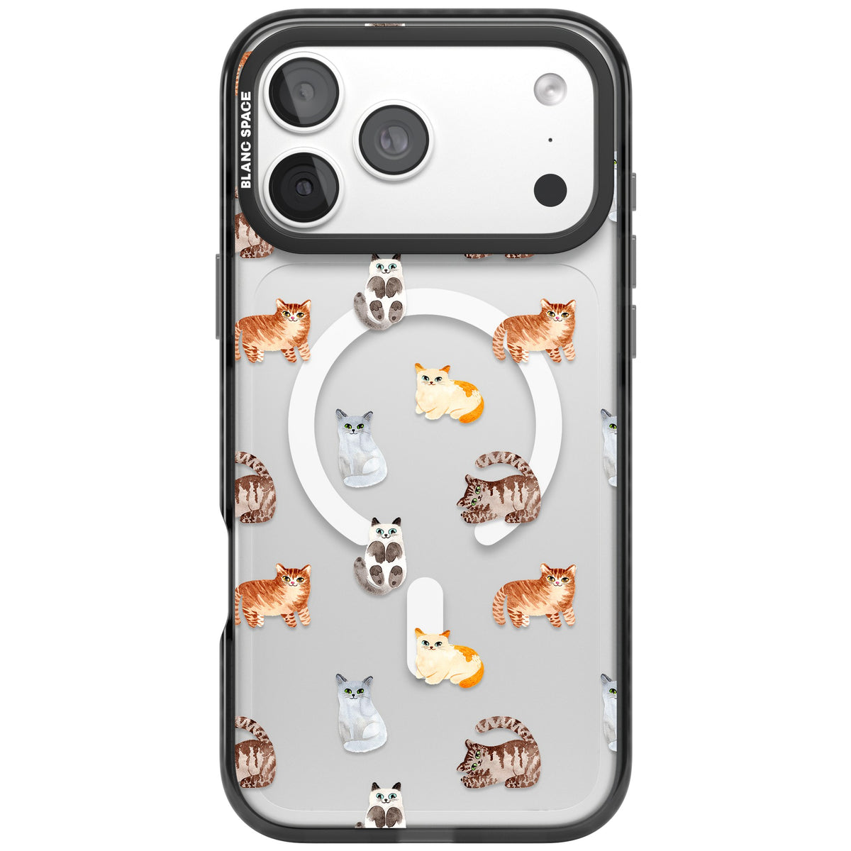 Cute Cat Pattern Classic iPhone 18 Pro Max Impact Pro Black Phone Case front