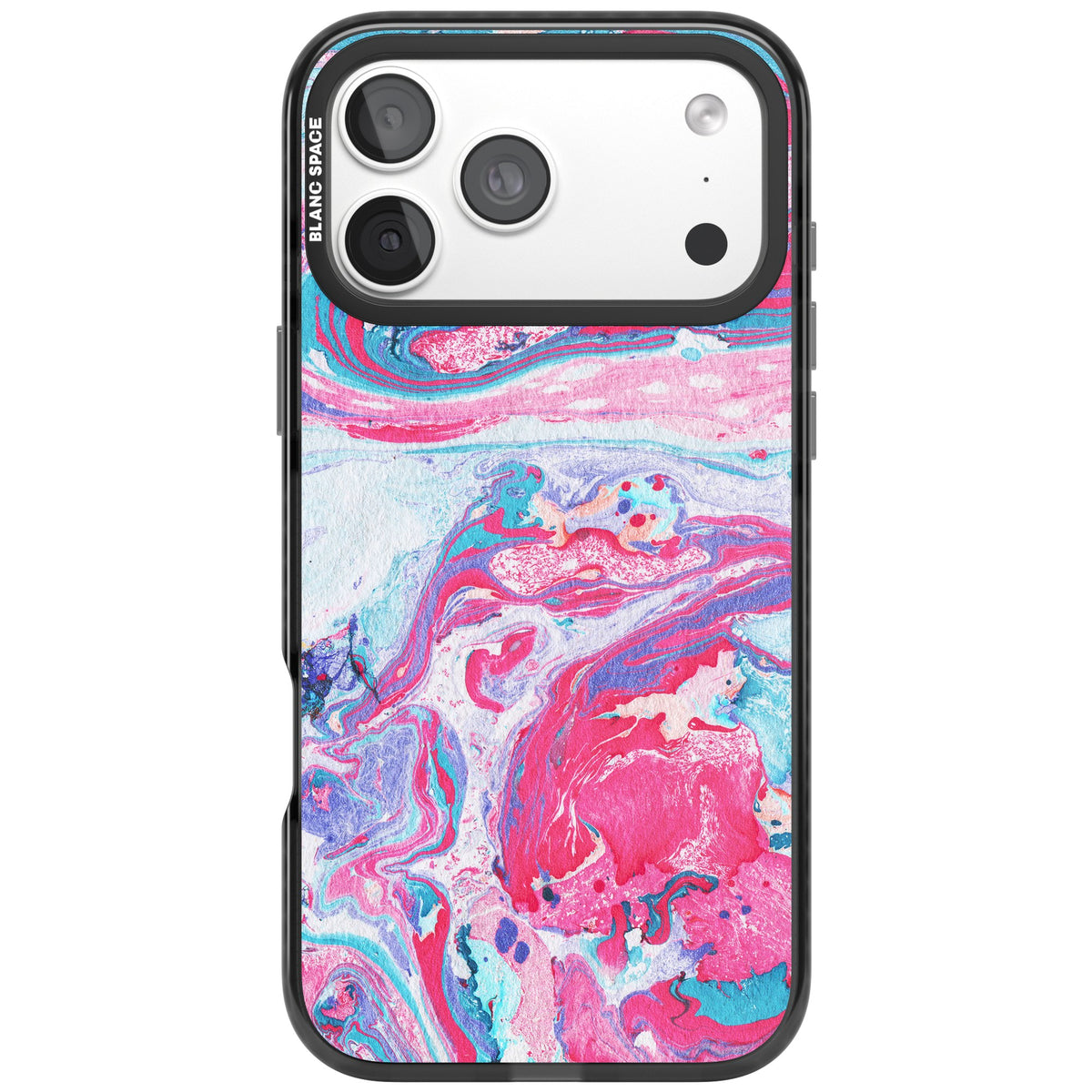 Pink, Blue & Purple Marbled Paper Pattern iPhone 18 Pro Max Impact Pro Black Phone Case front
