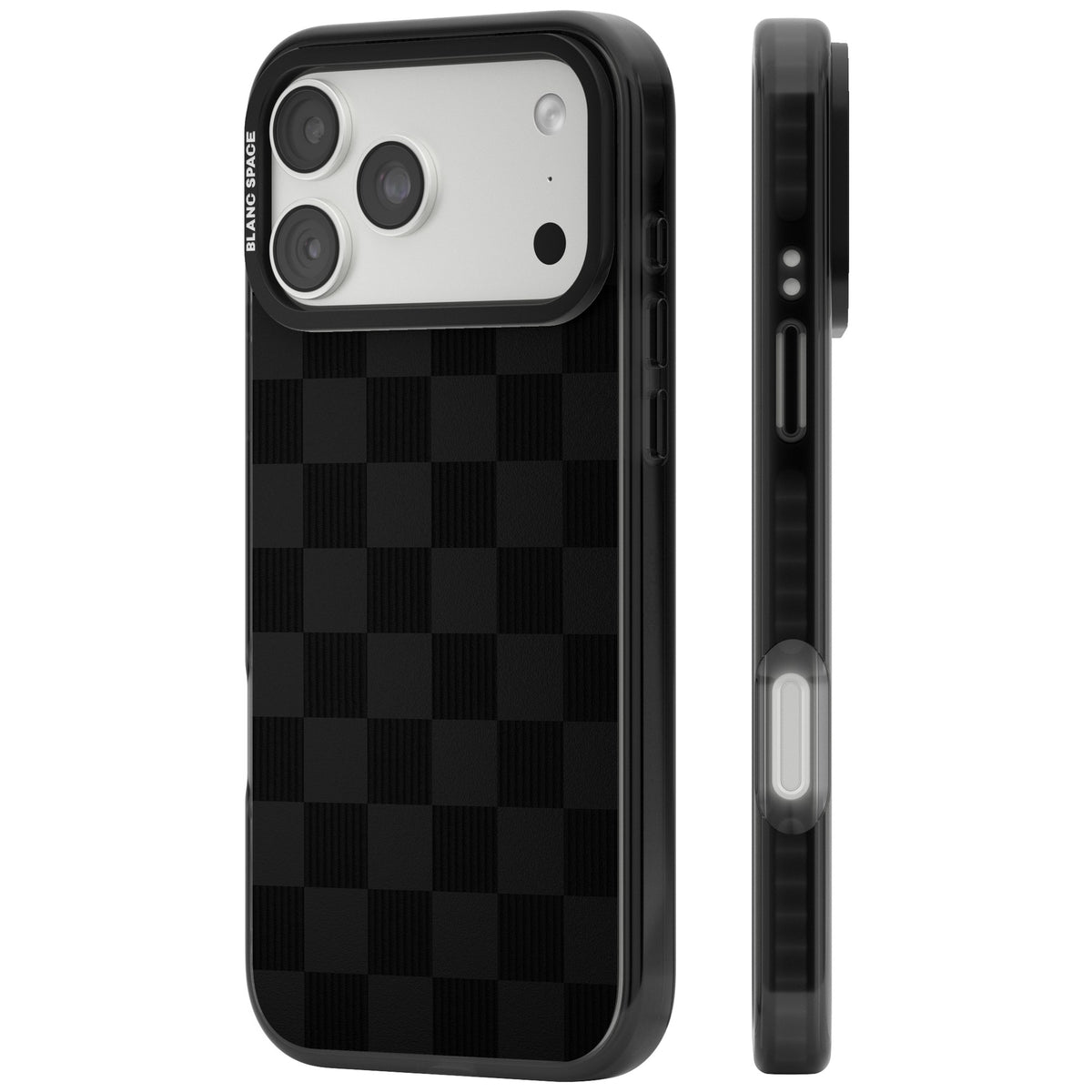 Black Checkered iPhone 18 Pro Max Impact Pro Black Phone Case side