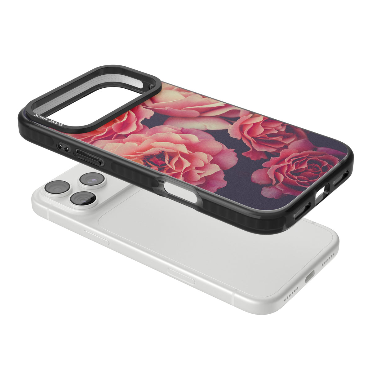 Midnight Rose Bloom iPhone 18 Pro Max Impact Pro Black Phone Case angled